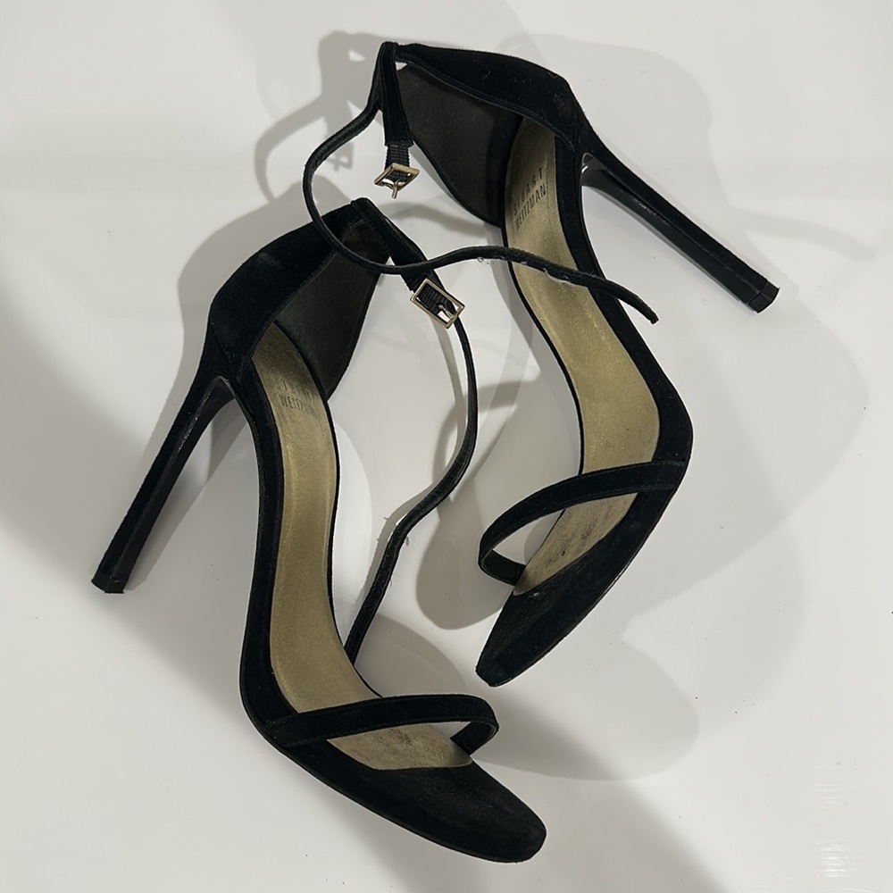 Stuart Weitzman Black Suede ‘Nudist’ Heel